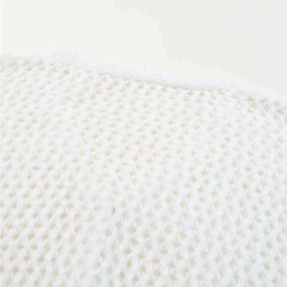 White Knit Dolman Sleeve Sweater Cardigan - Picture 11 of 14